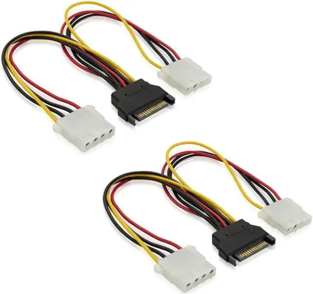 Alt view image 6 of 7 - 2pcs SATA 15 Pin Male to Dual 4 Pin Molex Female Splitter Power Cable 8 Inch SATA 15 Pin Male to 4 Pin Power Cable