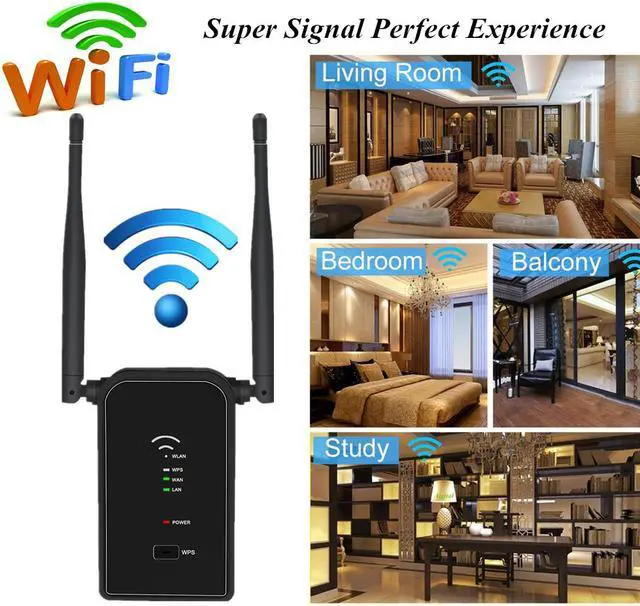 Alt view image 3 of 7 - WiFi Extender Long Range Wi-Fi Repeater Wireless Access Point Signal Booster Mini Router Expand WiFi to WiFi Dead Zones 2 External Antennas for Better Reception and Faster Internet Surfing - 300Mbps