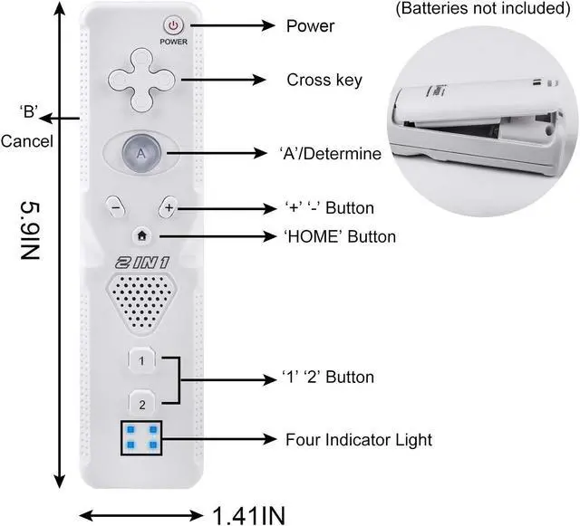 Alt view image 3 of 7 - Werleo Wii Remote with Wii Motion Plus Inside | Shock Wii Nunchuk Controller Compatible Nintendo Wii / Wii U