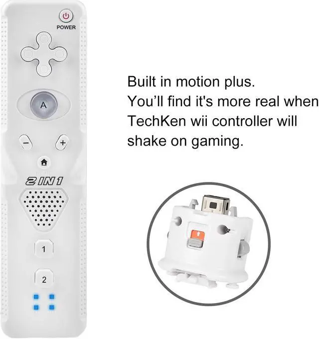 Alt view image 2 of 7 - Werleo Wii Remote with Wii Motion Plus Inside | Shock Wii Nunchuk Controller Compatible Nintendo Wii / Wii U
