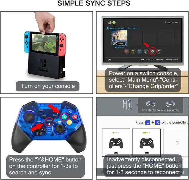 Alt view image 5 of 7 - Werleo Pro Controller for Nintendo Switch Bluetooth Gamepad Joypad Remote Compatible with Nintendo Switch Console