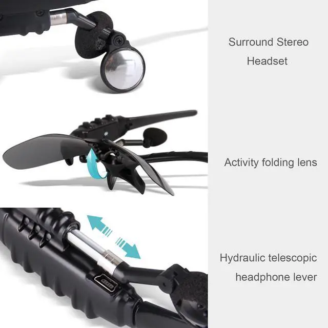 Alt view image 4 of 7 - Werleo Sunglasses Headset Headphone Bluetooth Wireless Music Sunglasses Headsets Compatible iPhone Samsung LG and Smart Phones PC Tablets