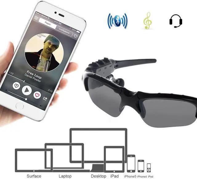Alt view image 2 of 7 - Werleo Sunglasses Headset Headphone Bluetooth Wireless Music Sunglasses Headsets Compatible iPhone Samsung LG and Smart Phones PC Tablets
