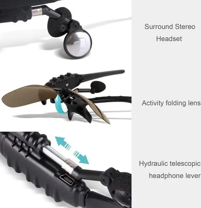 Alt view image 5 of 7 - Werleo Sunglasses Headset Headphone Bluetooth Wireless Music Sunglasses Headsets Compatible iPhone Samsung LG and Smart Phones PC Tablets