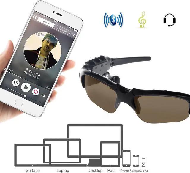 Alt view image 6 of 7 - Werleo Sunglasses Headset Headphone Bluetooth Wireless Music Sunglasses Headsets Compatible iPhone Samsung LG and Smart Phones PC Tablets