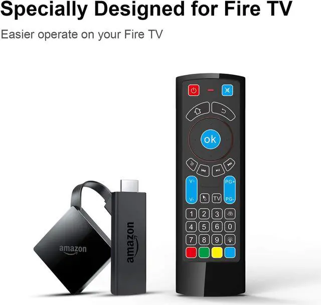Alt view image 2 of 7 - Bluetooth Remote Specifically Compatible with Amazon Fire TV and Fire TV Stick Air Remote Control with Keyboard Air Remote Mouse Compatible with Android TV Box Windows Raspberry pi 3