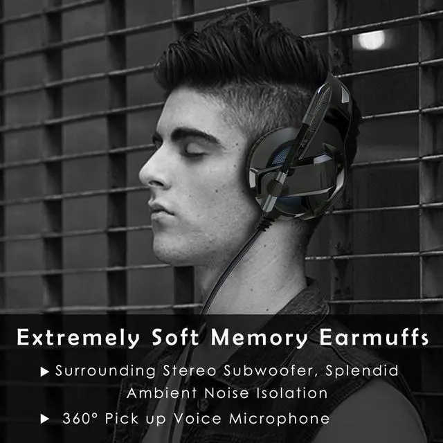 Alt view image 3 of 6 - Werleo Gaming Headset for PS4 PC Xbox One Controller Noise Cancelling Over Ear Headphones with Mic Soft Memory Earmuffs for Laptop Mac Switch Games
