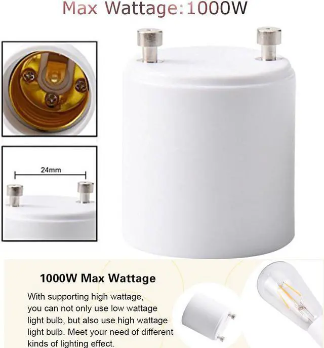 Alt view image 2 of 7 - Werleo GU24 to E26 E27 Adapter 10-pack Heat Resistant Up to 200 Degree Fire Resistant Converts GU24 Pin Base Fixture to E26 E27 Standard Screw in Socket