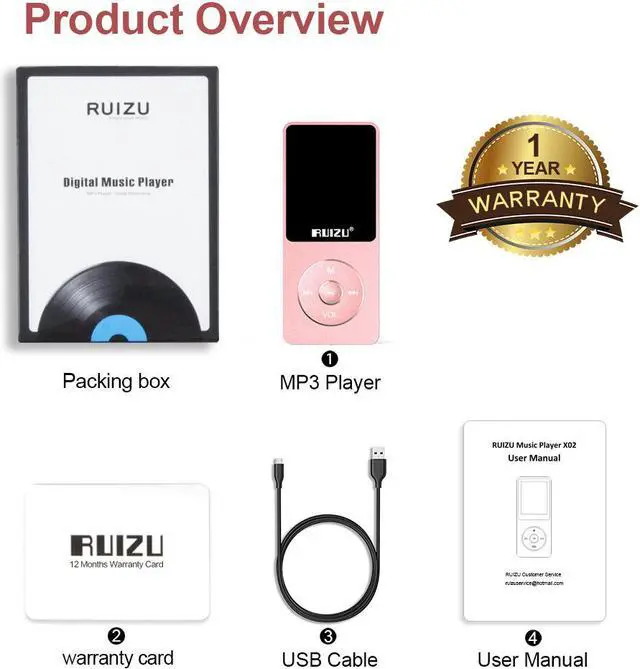 Alt view image 7 of 7 - Mp3 Player Werleo Ultra Slim Music Player with FM Radio Voice Recorder Video Play Text Reading 80 Hours Playback and Expandable Up to 128 GB