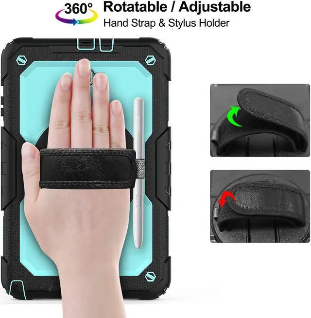 Alt view image 2 of 5 - Galaxy Tab A 10.1 Case T580 T585 T587 Case Cover WERLEO [Full-Body] Drop Proof Case with 360 Rotating Stand [Hand Strap] [Screen Protector] Pencil Holder for Samsung Tab A 10.1 inch