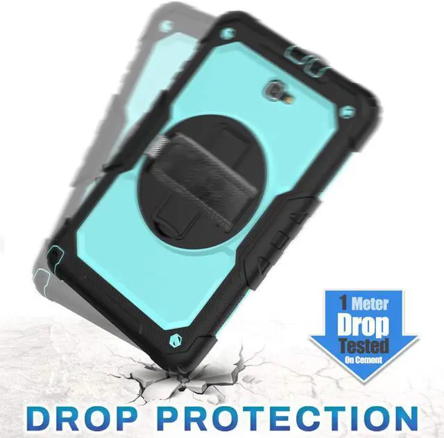 Alt view image 3 of 5 - Galaxy Tab A 10.1 Case T580 T585 T587 Case Cover WERLEO [Full-Body] Drop Proof Case with 360 Rotating Stand [Hand Strap] [Screen Protector] Pencil Holder for Samsung Tab A 10.1 inch