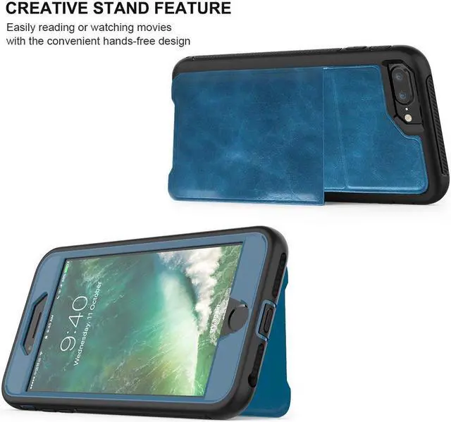 Alt view image 5 of 7 - iPhone 6 7 8 Plus Case Werleo Full-Body Heavy Duty Protection Case with a Dual Layer Wallet designlot & Kickstand for iPhone 6 7 8 Plus 5.5 inch PC TPU and PU Leather 3 Layer Hybrid Case