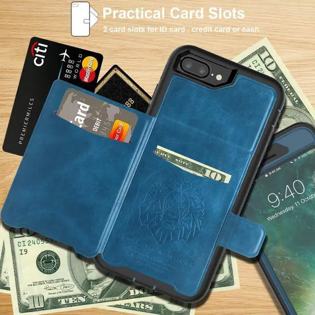 Alt view image 2 of 7 - iPhone 6 7 8 Plus Case Werleo Full-Body Heavy Duty Protection Case with a Dual Layer Wallet designlot & Kickstand for iPhone 6 7 8 Plus 5.5 inch PC TPU and PU Leather 3 Layer Hybrid Case