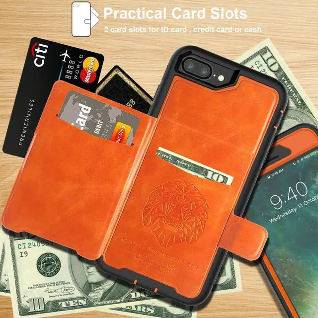 Alt view image 2 of 7 - iPhone 6 7 8 Plus Case Werleo Full-Body Heavy Duty Protection Case with a Dual Layer Wallet designlot & Kickstand for iPhone 6 7 8 Plus 5.5 inch PC TPU and PU Leather 3 Layer Hybrid Case
