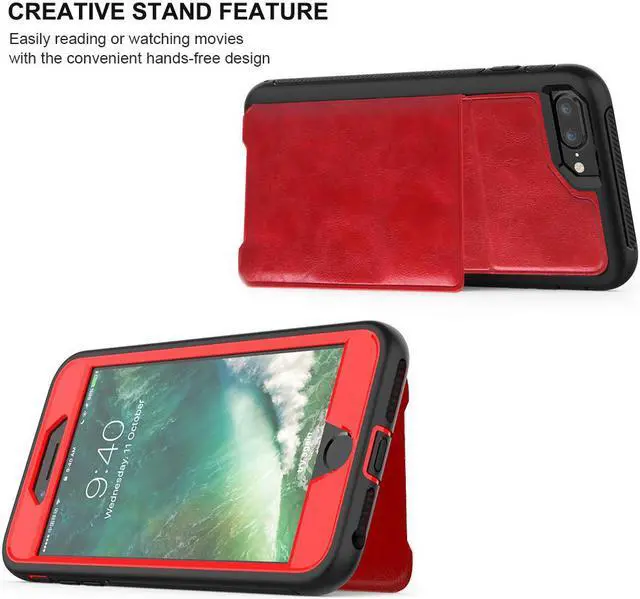 Alt view image 6 of 7 - iPhone 6 7 8 Plus Case Werleo Full-Body Heavy Duty Protection Case with a Dual Layer Wallet designlot & Kickstand for iPhone 6 7 8 Plus 5.5 inch PC TPU and PU Leather 3 Layer Hybrid Case