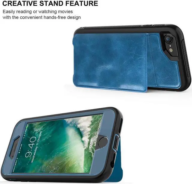 Alt view image 4 of 7 - iPhone 6 7 8 Case Werleo Full-Body Heavy Duty Protection Case with a Dual Layer Wallet designlot & Kickstand for iPhone 6 7 8 4.7 Inch PC TPU and PU Leather 3 Layer Hybrid
