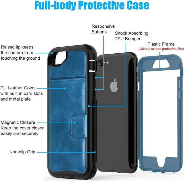 Alt view image 7 of 7 - iPhone 6 7 8 Case Werleo Full-Body Heavy Duty Protection Case with a Dual Layer Wallet designlot & Kickstand for iPhone 6 7 8 4.7 Inch PC TPU and PU Leather 3 Layer Hybrid