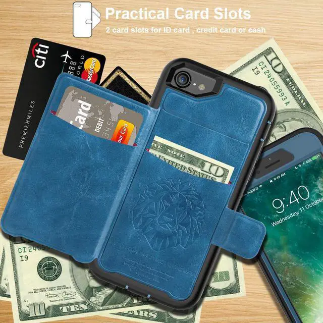 Alt view image 2 of 7 - iPhone 6 7 8 Case Werleo Full-Body Heavy Duty Protection Case with a Dual Layer Wallet designlot & Kickstand for iPhone 6 7 8 4.7 Inch PC TPU and PU Leather 3 Layer Hybrid