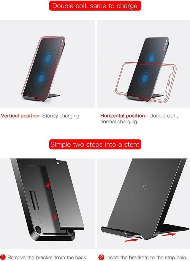 Alt view image 7 of 7 - Werleo Qi Wireless Charger for Apple iPhone X iPhone 8 8 Plus Samsung S8 S9 S9 Plus S7 Edge S7 S6 Edge Note 8 Fast Wireless Charger Docking Dock Station