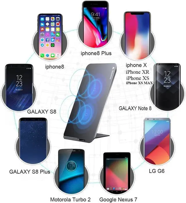 Alt view image 5 of 7 - Werleo Qi Wireless Charger for Apple iPhone X iPhone 8 8 Plus Samsung S8 S9 S9 Plus S7 Edge S7 S6 Edge Note 8 Fast Wireless Charger Docking Dock Station