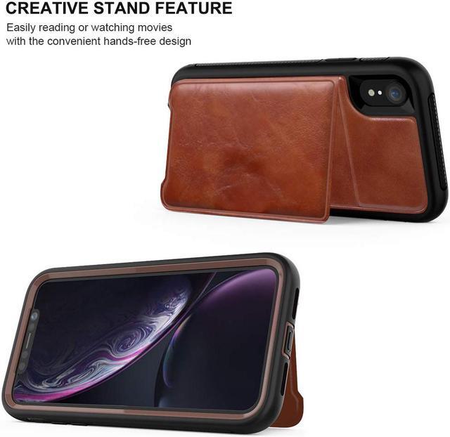Alt view image 7 of 7 - iPhone XR Case with Wallet Full-Body Military Grade Protection Case with a Dual Layer Wallet designlot & Kickstand for iPhone XR 2018 Release for Girl Women Men