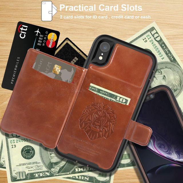 Alt view image 2 of 7 - iPhone XR Case with Wallet Full-Body Military Grade Protection Case with a Dual Layer Wallet designlot & Kickstand for iPhone XR 2018 Release for Girl Women Men