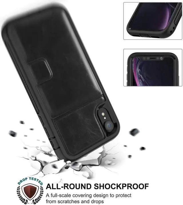 Alt view image 5 of 7 - iPhone XR Case with Wallet Full-Body Military Grade Protection Case with a Dual Layer Wallet designlot & Kickstand for iPhone XR 2018 Release for Girl Women Men