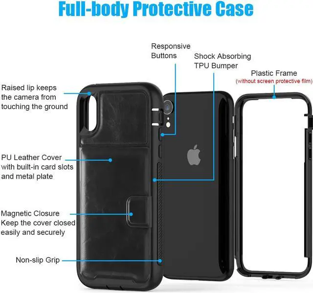 Alt view image 6 of 7 - iPhone XR Case with Wallet Full-Body Military Grade Protection Case with a Dual Layer Wallet designlot & Kickstand for iPhone XR 2018 Release for Girl Women Men