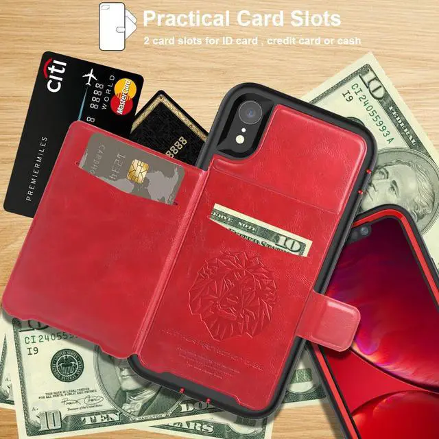 Alt view image 2 of 7 - iPhone XR Case with Wallet Full-Body Military Grade Protection Case with a Dual Layer Wallet designlot & Kickstand for iPhone XR 2018 Release for Girl Women Men