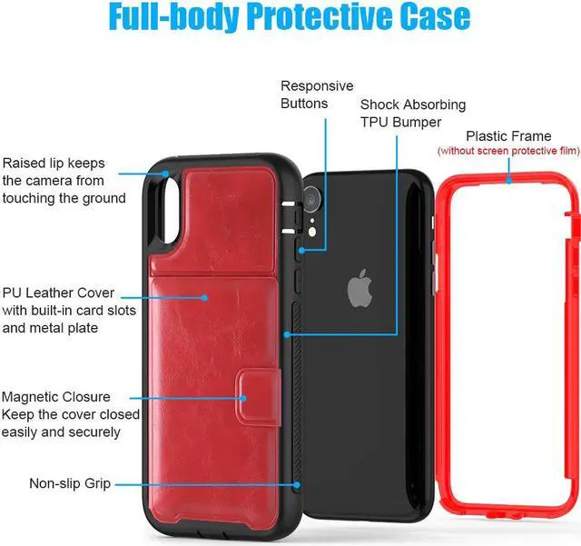 Alt view image 7 of 7 - iPhone XR Case with Wallet Full-Body Military Grade Protection Case with a Dual Layer Wallet designlot & Kickstand for iPhone XR 2018 Release for Girl Women Men