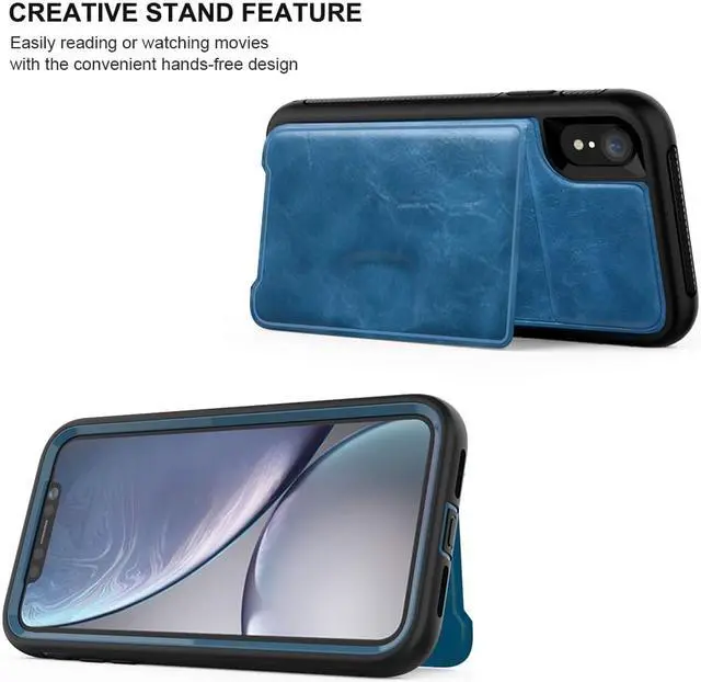 Alt view image 5 of 7 - iPhone XR Case with Wallet Full-Body Military Grade Protection Case with a Dual Layer Wallet designlot & Kickstand for iPhone XR 2018 Release for Girl Women Men