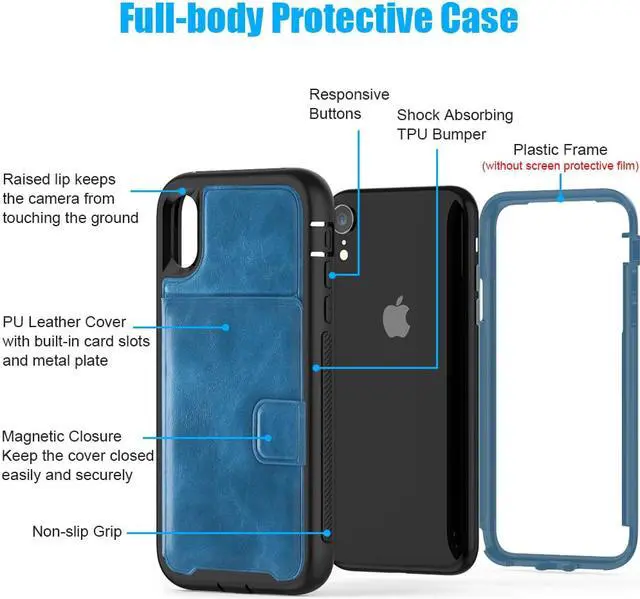 Alt view image 6 of 7 - iPhone XR Case with Wallet Full-Body Military Grade Protection Case with a Dual Layer Wallet designlot & Kickstand for iPhone XR 2018 Release for Girl Women Men