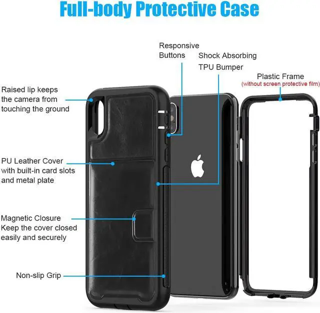 Alt view image 6 of 7 - iPhone Xs Max Wallet Case, iPhone Xs Max 6.5'' 2018 Wallet Case with PU Leather Card Holder Slot Shockproof Protective Case for Apple iPhone Xs Max 6.5 inches 2018