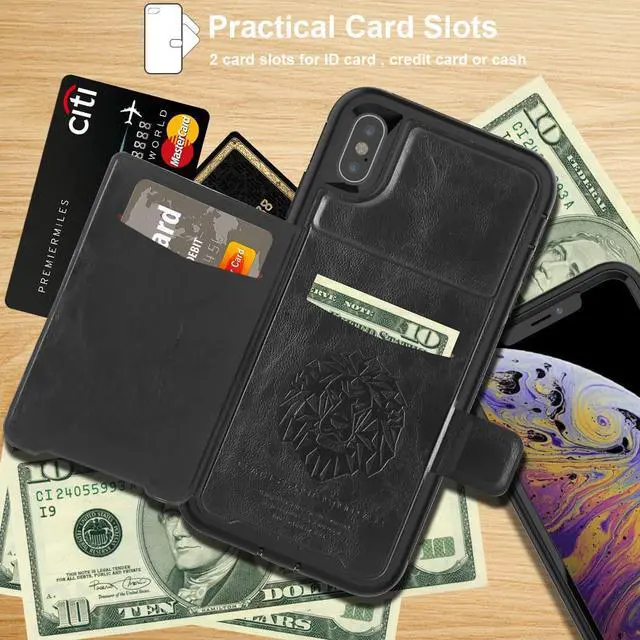 Alt view image 3 of 7 - iPhone Xs Max Wallet Case, iPhone Xs Max 6.5'' 2018 Wallet Case with PU Leather Card Holder Slot Shockproof Protective Case for Apple iPhone Xs Max 6.5 inches 2018