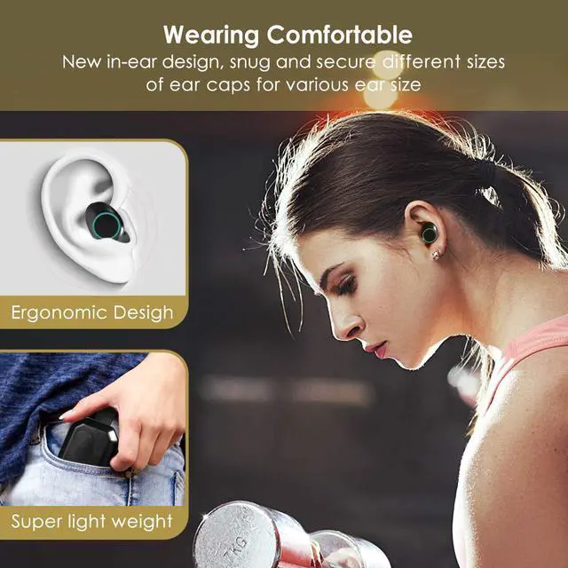 Alt view image 6 of 7 - True Wireless Earbuds 3D Stereo Sound Wireless Headphones Wireless Sport Earbud with Breathing Mini in-Ear Sports Earphones Noise Cancelling Headsets Bluetooth Earbuds