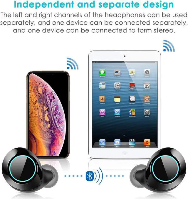 Alt view image 2 of 7 - Wireless Earbuds 5.0 True Wireless Bluetooth Headphones 3D Stereo Sound Wireless Headphones Mini Sweatproof Sport Headsets in-Ear Noise with Built-in Mic and Charging Case