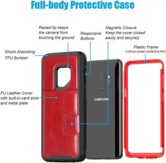 Alt view image 4 of 6 - Galaxy S9 Wallet Case Samsung S9 Wallet Case with Card Holder Slots Shockproof Protective Case for Samsung Galaxy S9 5.8 inch (2018)