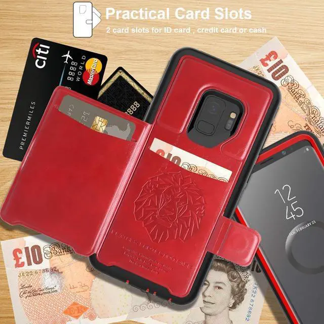 Alt view image 2 of 6 - Galaxy S9 Wallet Case Samsung S9 Wallet Case with Card Holder Slots Shockproof Protective Case for Samsung Galaxy S9 5.8 inch (2018)