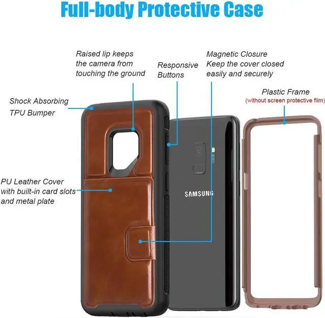 Alt view image 6 of 6 - Galaxy S9 Wallet Case Samsung S9 Wallet Case with Card Holder Slots Shockproof Protective Case for Samsung Galaxy S9 5.8 inch (2018)