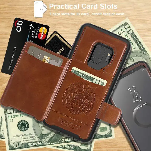 Alt view image 2 of 6 - Galaxy S9 Wallet Case Samsung S9 Wallet Case with Card Holder Slots Shockproof Protective Case for Samsung Galaxy S9 5.8 inch (2018)
