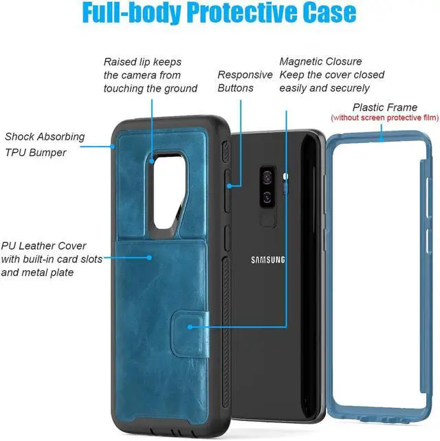 Alt view image 6 of 6 - Galaxy S9 Plus Wallet Case Samsung S9 Plus Wallet Case with Card Holder Slots Shockproof Protective Case for Samsung Galaxy S9 Plus 6.2 inch (2018)