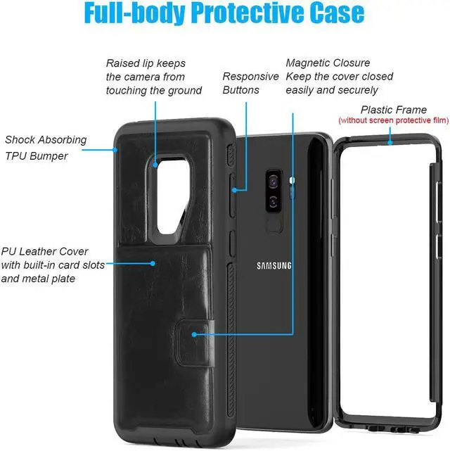 Alt view image 6 of 7 - Galaxy S9 Plus Wallet Case Samsung S9 Plus Wallet Case with Card Holder Slots Shockproof Protective Case for Samsung Galaxy S9 Plus 6.2 inch (2018)