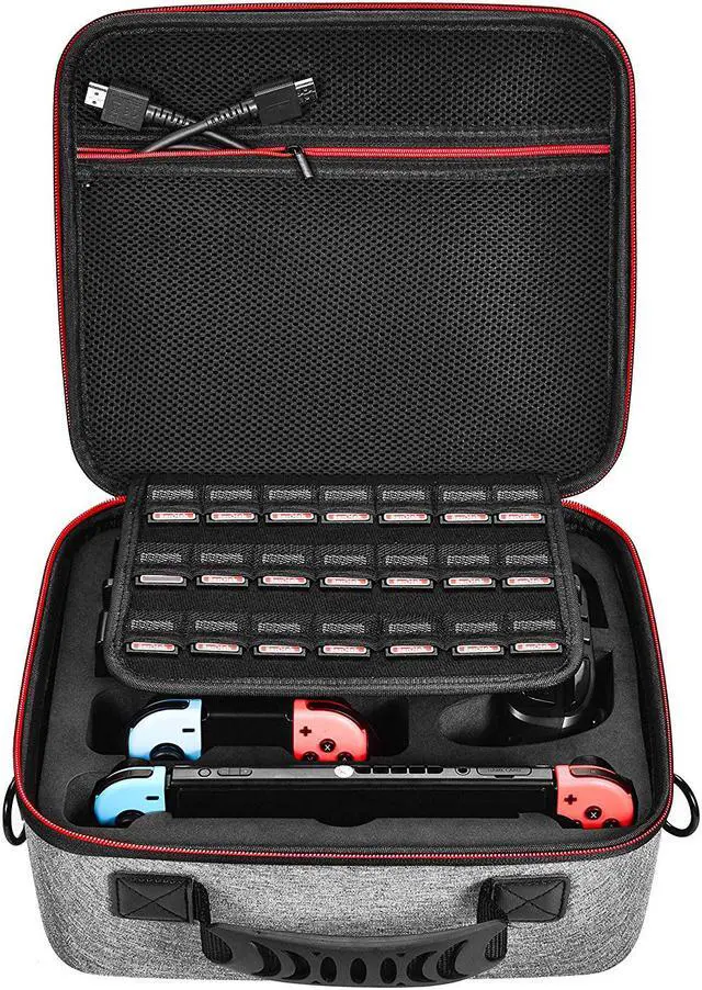 Alt view image 6 of 7 - Deluxe Carry Case for Nintendo Switch Werleo Hard Travel Case Fit Nintendo Switch System and Pro Controller