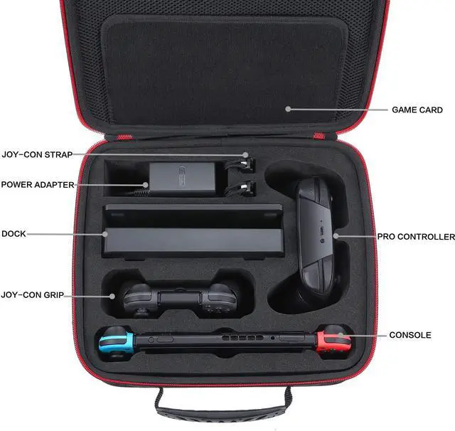 Alt view image 3 of 7 - Deluxe Carry Case for Nintendo Switch Werleo Hard Travel Case Fit Nintendo Switch System and Pro Controller