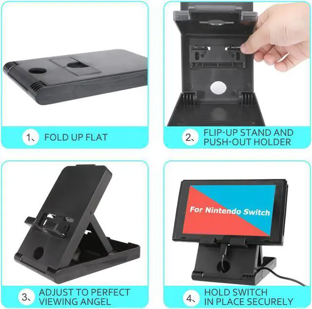 Alt view image 6 of 7 - Stand for Nintendo Switch WERLENintendo Switch Stand Holder [Play While Charging] [Multi-angle Adjustable] [Travel Friendly] Switch Stand Dock Bracket with Air Vents, Portable Playstand Cradle