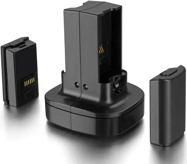 Alt view image 2 of 7 - For Xbox 360 2 Pack Rechargeable Battery Pack with Dual Charging Station Dock Charger Stand Base For For Xbox 360