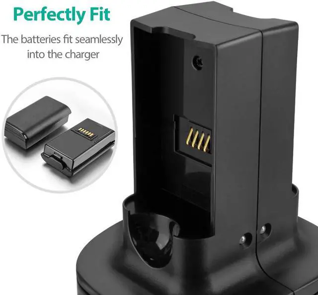 Alt view image 4 of 7 - For Xbox 360 2 Pack Rechargeable Battery Pack with Dual Charging Station Dock Charger Stand Base For For Xbox 360