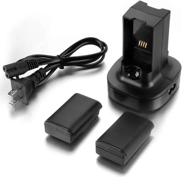 Alt view image 7 of 7 - For Xbox 360 2 Pack Rechargeable Battery Pack with Dual Charging Station Dock Charger Stand Base For For Xbox 360