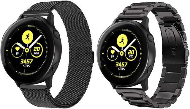 Main image of WERLEO Compatible Samsung Galaxy Watch Active (40mm) Bands Stainless Steel Band + Milanese Loop Replacement Band for Samsung Galaxy Watch Active SM-R500 Smart Watch