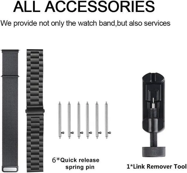 Alt view image 4 of 7 - WERLEO Compatible Samsung Galaxy Watch Active (40mm) Bands Stainless Steel Band + Milanese Loop Replacement Band for Samsung Galaxy Watch Active SM-R500 Smart Watch